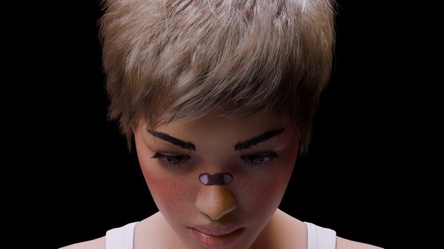 Close portrait showing skin and hair detail